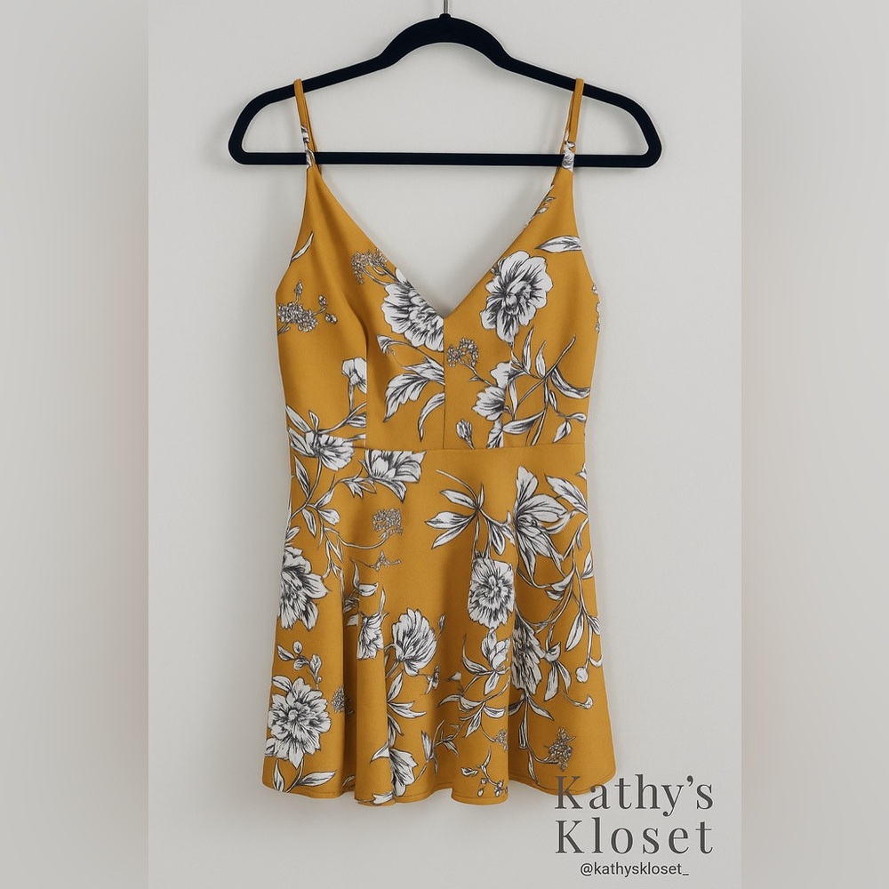 Chic Mustard Floral Mini Dress